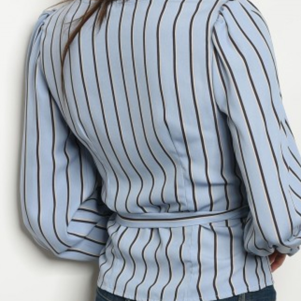BLUE NAVY STRIPES WRAP TOP @LAST TWO - Picture 5 of 5